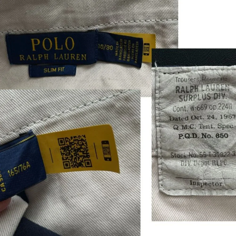 Polo Ralph Lauren Surplus US Division Military Canvas Cargo Pants 30 x 30 Navy